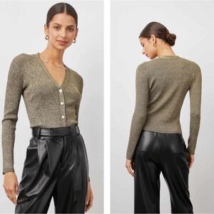 RAILS Beau Lurex Gold Cardigan Sweater